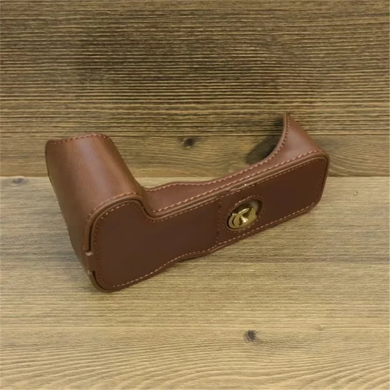 For Canon EOS 200D / 200D II PU Leather Camera Bottom Cover Half Body Case with Screw - Coffee