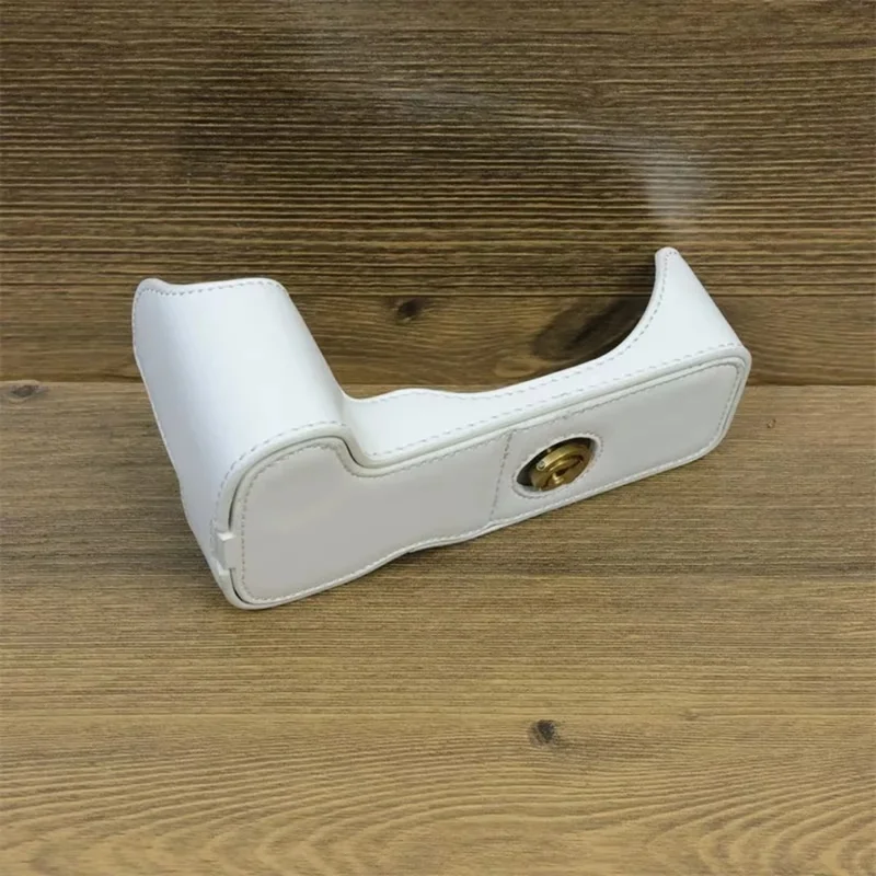 For Canon EOS 200D / 200D II PU Leather Camera Bottom Cover Half Body Case with Screw - White