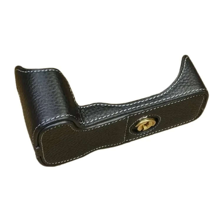 For Canon EOS 200D / 200D II Genuine Cow Leather Camera Case Dustproof Cover with Screw - Black