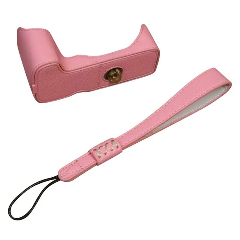 Para Canon EOS 200D/200D II Capa de Couro PU para a Base da Câmera com Design de Parafuso - Rosa