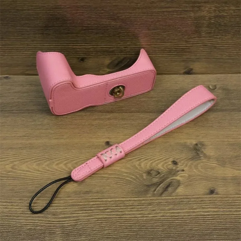 Para Canon EOS 200D/200D II Capa de Couro PU para a Base da Câmera com Design de Parafuso - Rosa