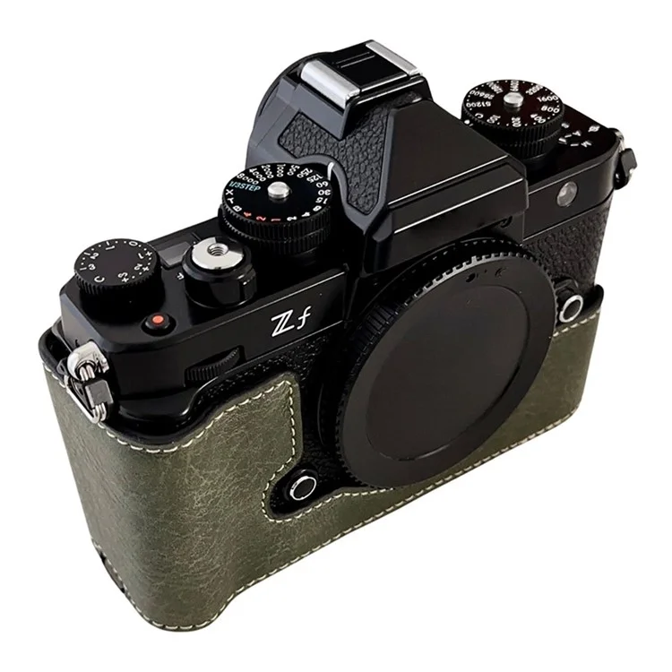 Camera Cover for Nikon Zf Half Body Buffalo Texture PU Leather Bottom Case - Green
