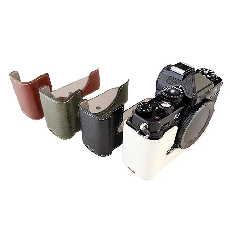 Camera Cover for Nikon Zf Half Body Buffalo Texture PU Leather Bottom Case - Green