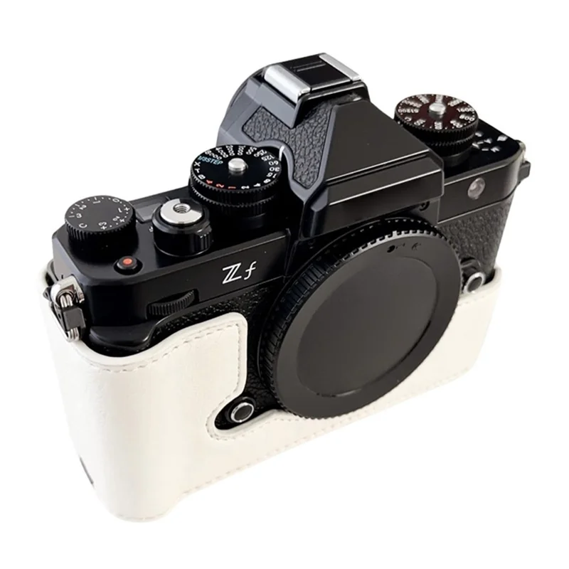 Custodia per fotocamera per Nikon Zf Half Body Buffalo Texture PU Leather Bottom Case - Bianco