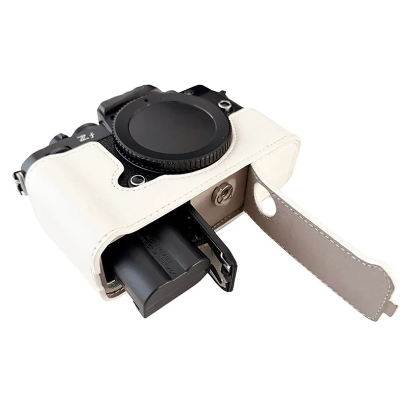 Custodia per fotocamera per Nikon Zf Half Body Buffalo Texture PU Leather Bottom Case - Bianco