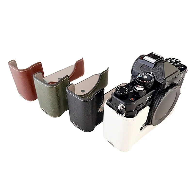 Custodia per fotocamera per Nikon Zf Half Body Buffalo Texture PU Leather Bottom Case - Bianco
