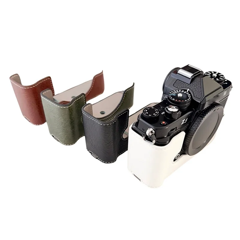 Camera Cover for Nikon Zf Half Body Buffalo Texture PU Leather Bottom Case - Coffee
