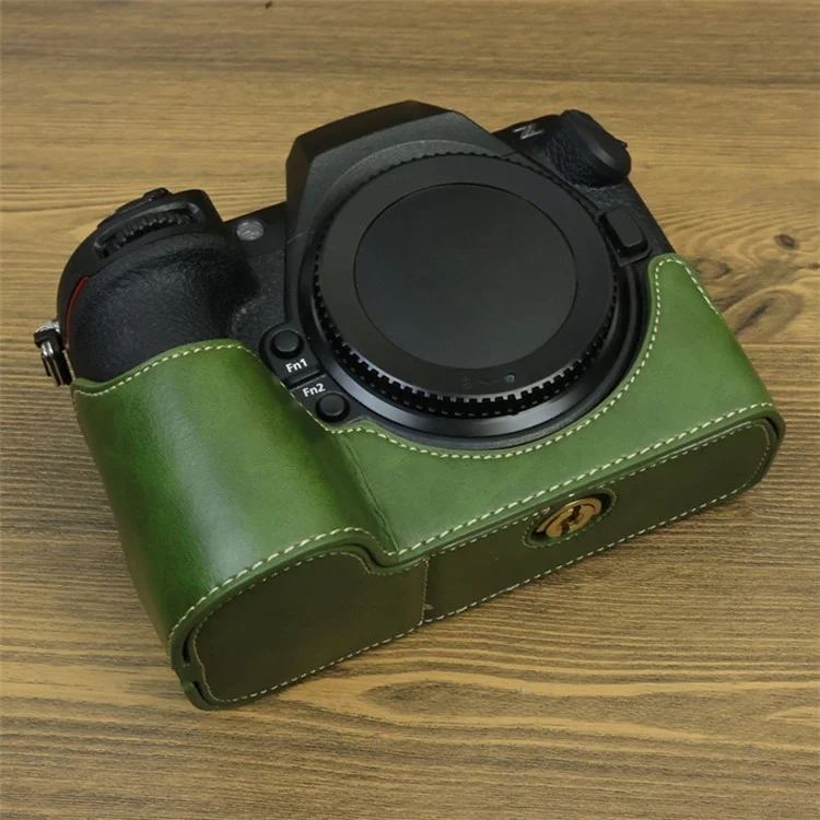 For Nikon Z8 PU Leather Bottom Case Anti-scratch Half Body Camera Cover with Battery Opening - Green