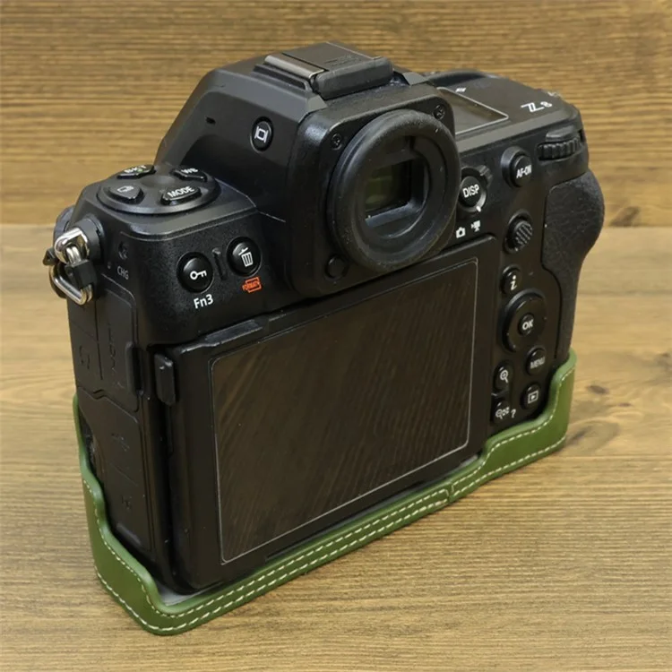 For Nikon Z8 PU Leather Bottom Case Anti-scratch Half Body Camera Cover with Battery Opening - Green