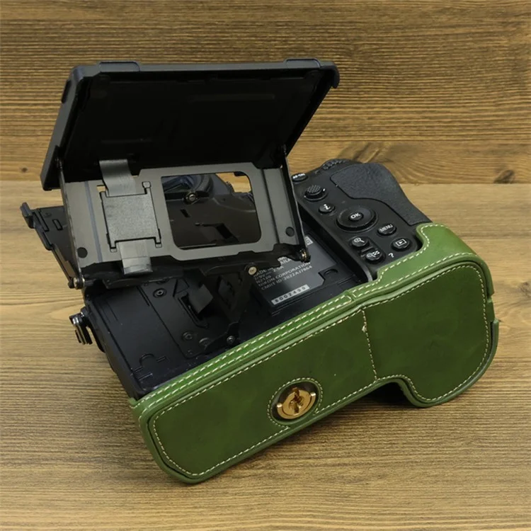 For Nikon Z8 PU Leather Bottom Case Anti-scratch Half Body Camera Cover with Battery Opening - Green