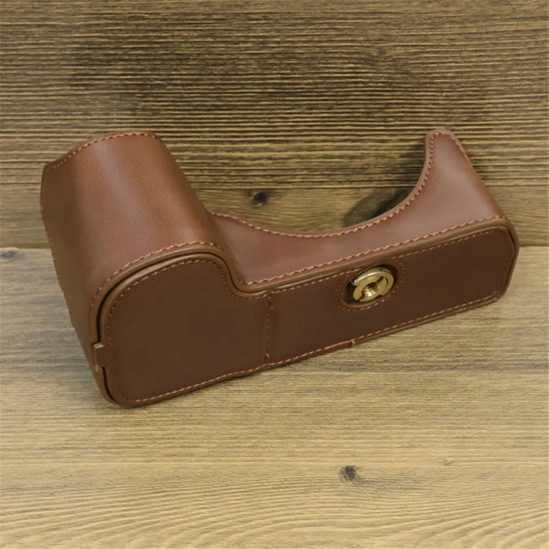 Pour étui en cuir PU Nikon Z8 avec ouverture pour batterie, protection demi-corps anti-rayures - Café