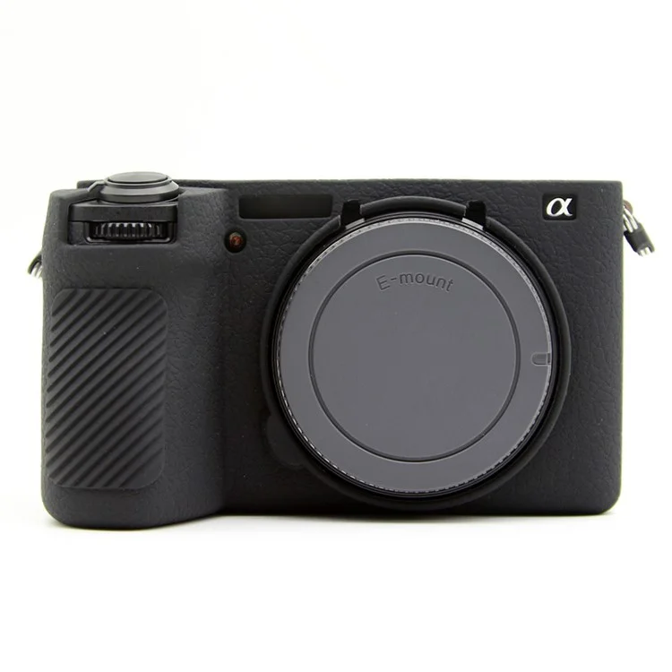 Pour Sony A6700 Étui texturé Housse en silicone anti-rayures - Noir