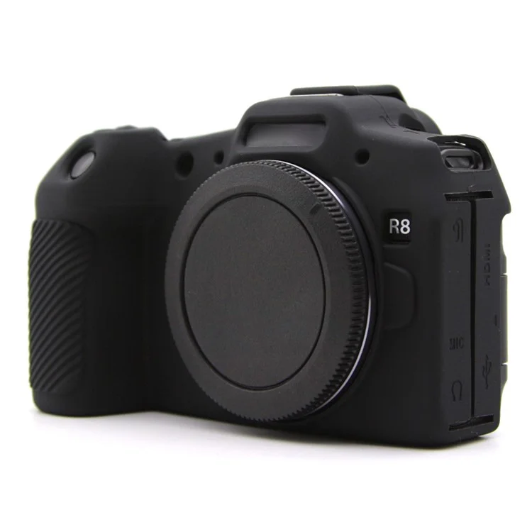 For Canon EOS R8 Anti-drop Camera Cover Soft Silicone Protective Case, Glossy - Black