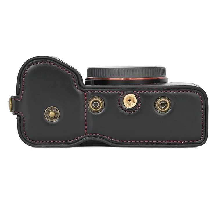 For Sony A7C II / A7CR Detachable Camera Bag PU Leather Battery Opening Case with Lens Bag - Black