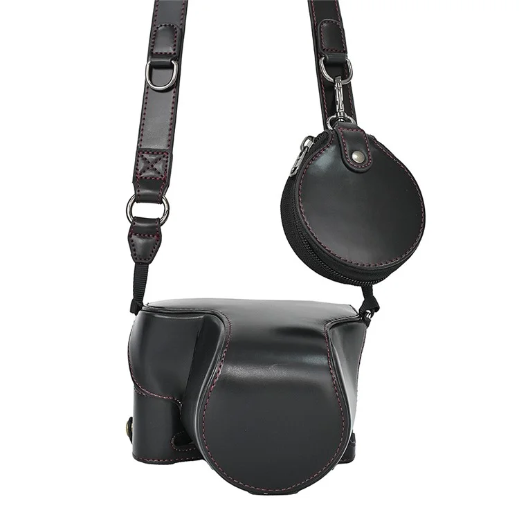 For Sony A7C II / A7CR Detachable Camera Bag PU Leather Battery Opening Case with Lens Bag - Black