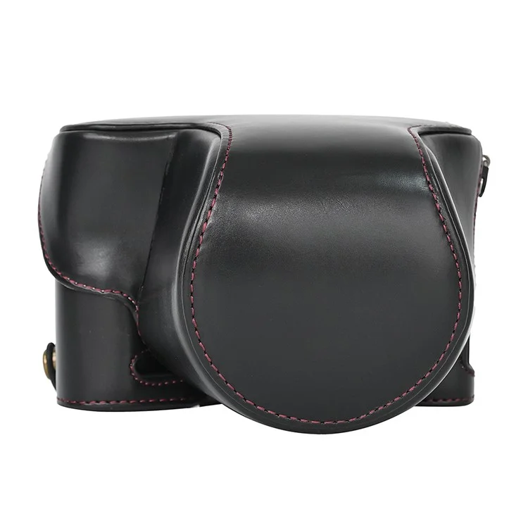 For Sony A7C II / A7CR Detachable Camera Bag PU Leather Battery Opening Case with Lens Bag - Black