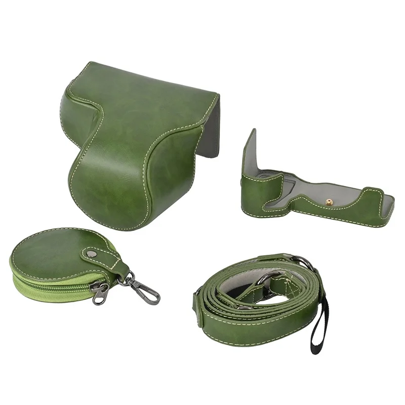 For Sony A7C II / A7CR Detachable Camera Bag PU Leather Battery Opening Case with Lens Bag - Green