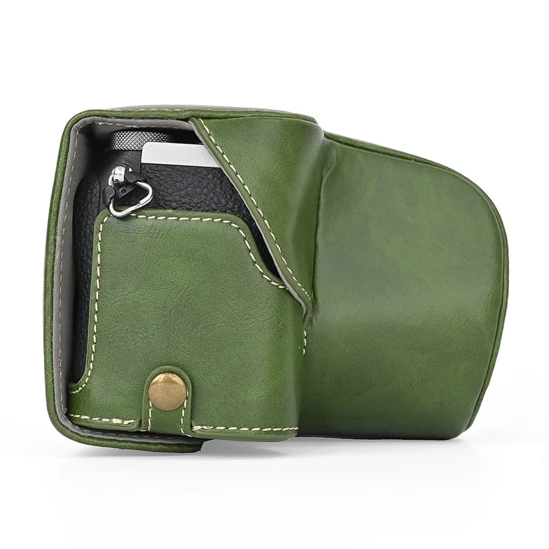 For Sony A7C II / A7CR Detachable Camera Bag PU Leather Battery Opening Case with Lens Bag - Green