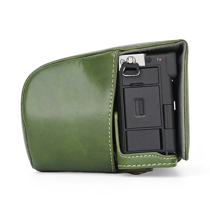 For Sony A7C II / A7CR Detachable Camera Bag PU Leather Battery Opening Case with Lens Bag - Green