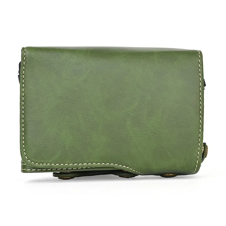 For Sony A7C II / A7CR Detachable Camera Bag PU Leather Battery Opening Case with Lens Bag - Green