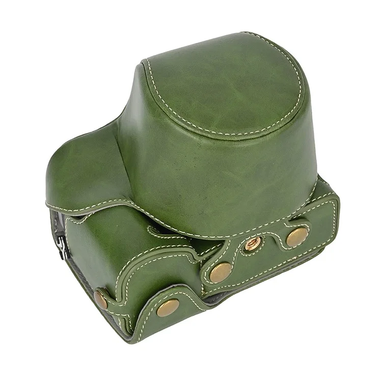 For Sony A7C II / A7CR Detachable Camera Bag PU Leather Battery Opening Case with Lens Bag - Green