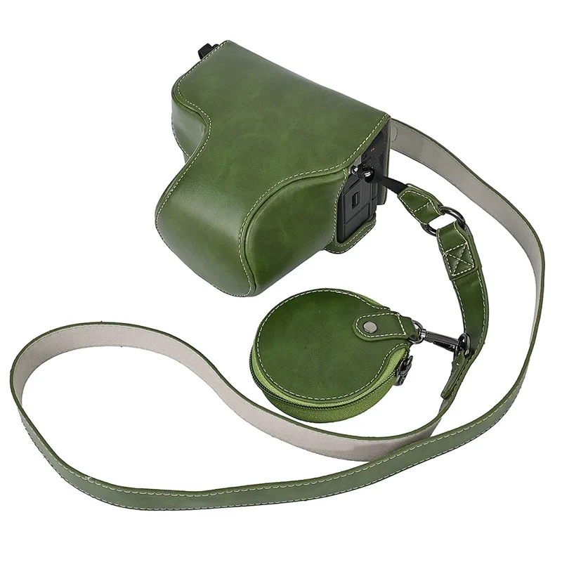 For Sony A7C II / A7CR Detachable Camera Bag PU Leather Battery Opening Case with Lens Bag - Green