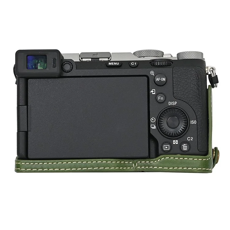 For Sony A7C II / A7CR Detachable Camera Bag PU Leather Battery Opening Case with Lens Bag - Green