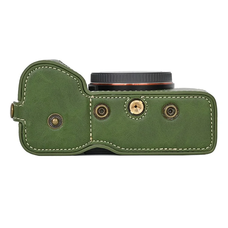 For Sony A7C II / A7CR Detachable Camera Bag PU Leather Battery Opening Case with Lens Bag - Green