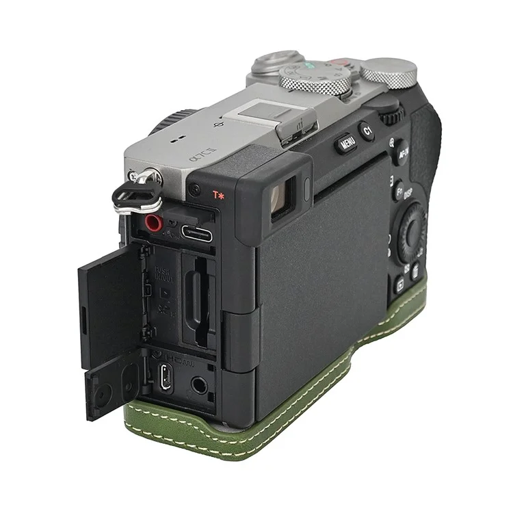 For Sony A7C II / A7CR Detachable Camera Bag PU Leather Battery Opening Case with Lens Bag - Green