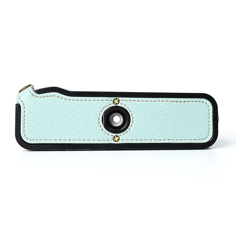 For Fuji X100V Battery Opening Design Palm Texture PU Leather Camera Case Half Body Bottom Case with Wrist Strap - Baby Blue