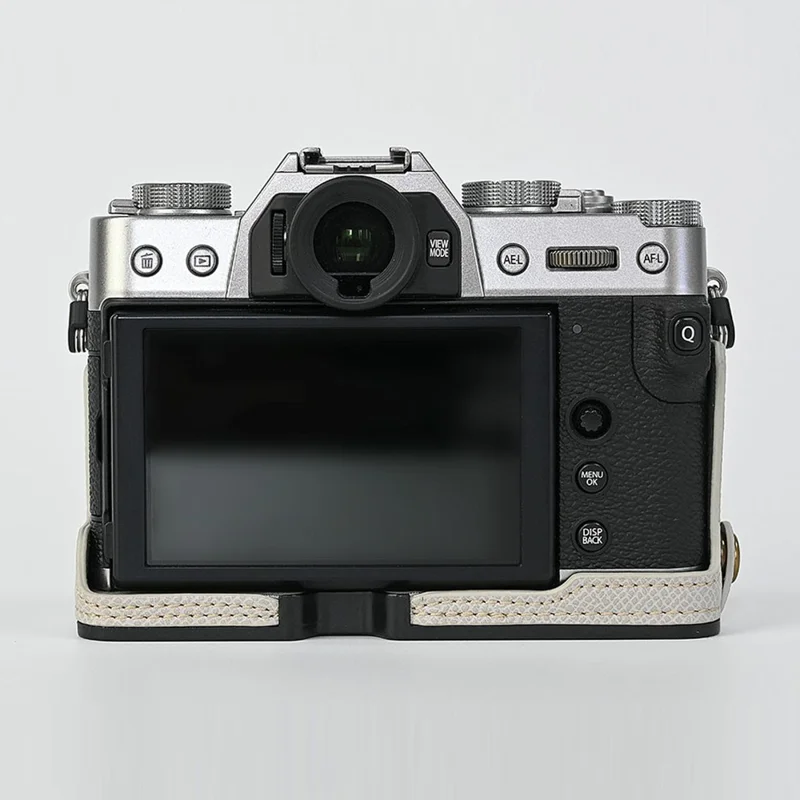 For Fujifilm XT10 / XT20 / XT30 / XT30 II PU Leather Camera Case Bottom Half-Body Protective Case with Hand Grip - Light Grey
