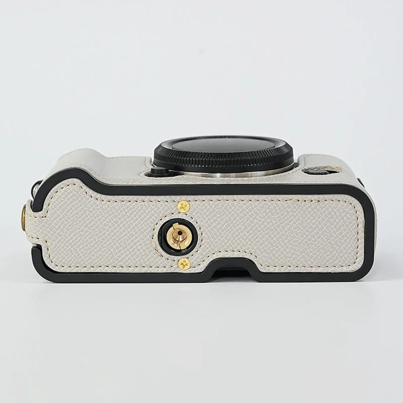 For Fujifilm XT10 / XT20 / XT30 / XT30 II PU Leather Camera Case Bottom Half-Body Protective Case with Hand Grip - Light Grey