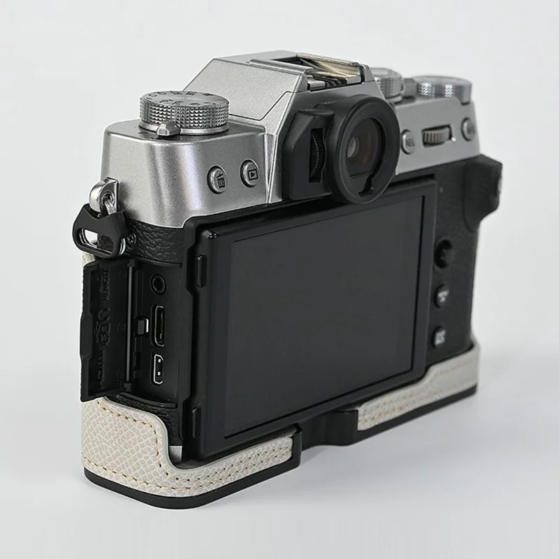 For Fujifilm XT10 / XT20 / XT30 / XT30 II PU Leather Camera Case Bottom Half-Body Protective Case with Hand Grip - Light Grey