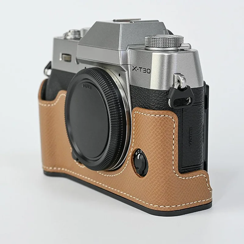 Pour Fujifilm XT10 / XT20 / XT30 / XT30 II Étui en cuir PU Demi-corps de protection Étui avec poignée - Café