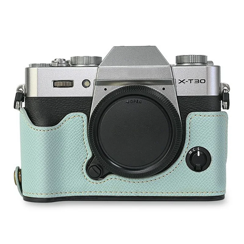 Para Fujifilm XT10 / XT20 / XT30 / XT30 II Funda de cámara de cuero PU Mitad inferior del cuerpo Funda protectora con agarre de mano - Azul bebé