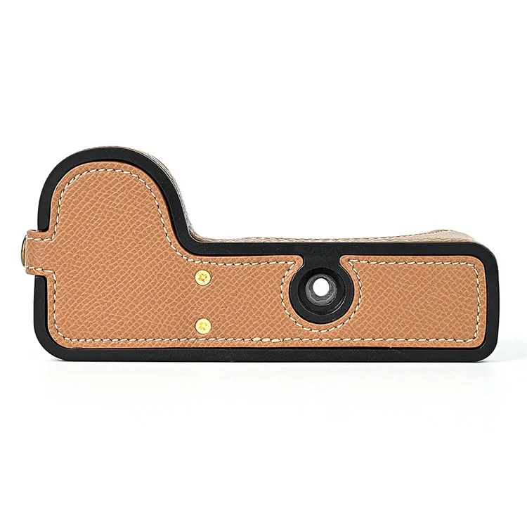 Для Nikon Z30 / Z50 Конструкция отверстия для батареи PU Leather Camera Cover Palm Texture Half Body Bottom Case with Wrist Strap - Khaki
