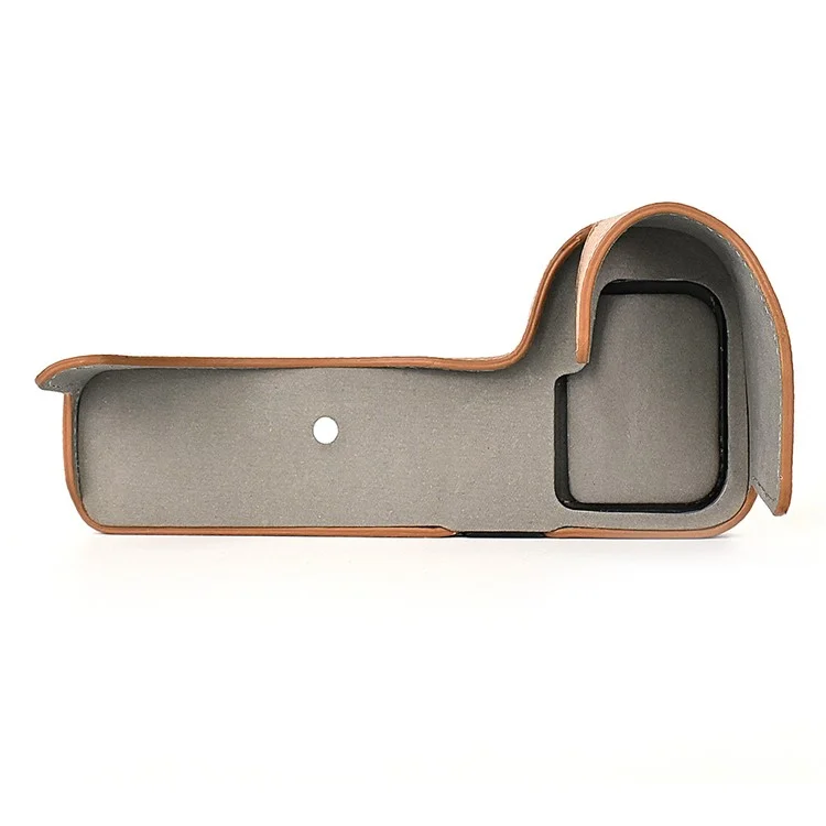Для Nikon Z30 / Z50 Конструкция отверстия для батареи PU Leather Camera Cover Palm Texture Half Body Bottom Case with Wrist Strap - Khaki