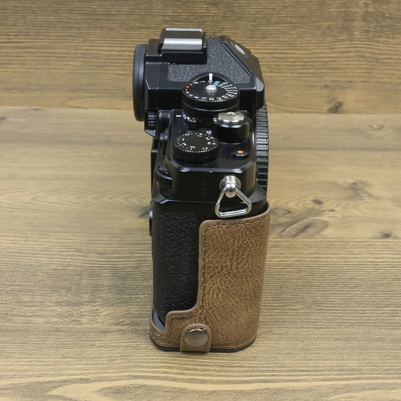 For Nikon ZF PU Leather Camera Bag Battery Opening Anti-drop Protective Case - Khaki