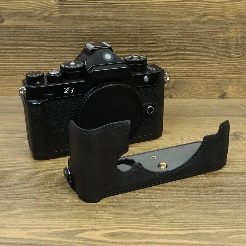 For Nikon ZF PU Leather Camera Bag Battery Opening Anti-drop Protective Case - Black