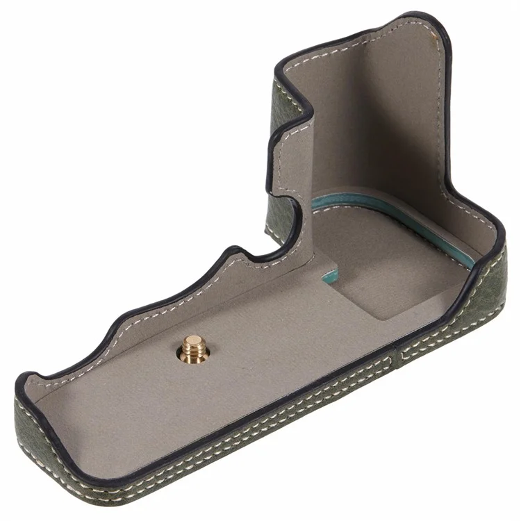 For Canon R5 / R6 / R6 Mark II Protective PU Leather Half Camera Case Bottom Half-Body Protective Cover - Green