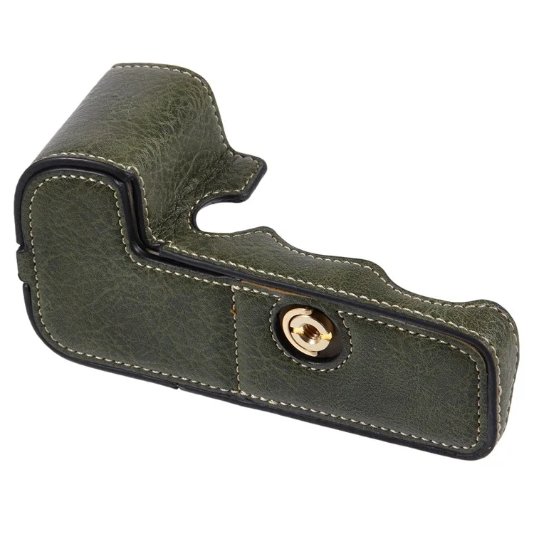 For Canon R5 / R6 / R6 Mark II Protective PU Leather Half Camera Case Bottom Half-Body Protective Cover - Green