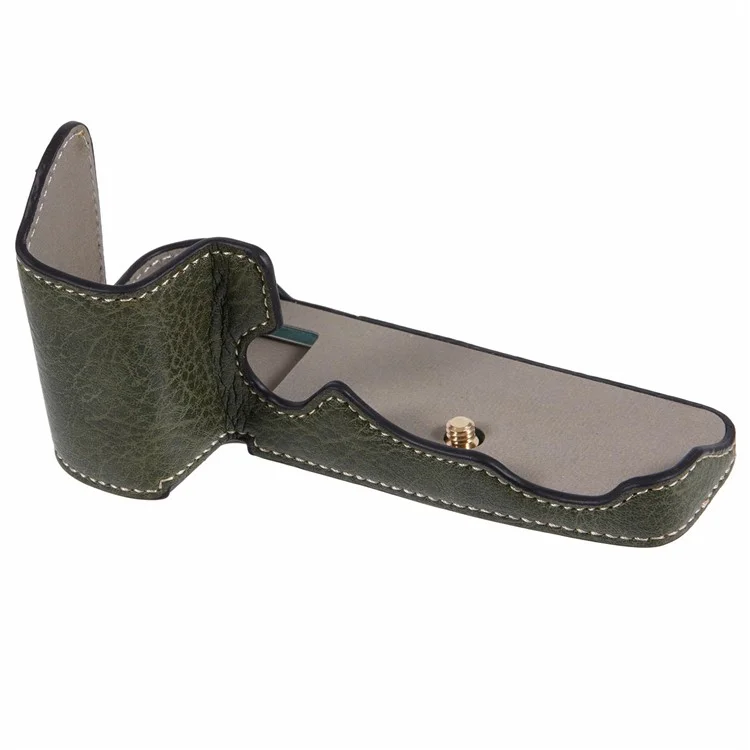 For Canon R5 / R6 / R6 Mark II Protective PU Leather Half Camera Case Bottom Half-Body Protective Cover - Green