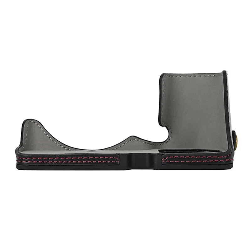 For Sony ZV-E10 Battery Opening Design PU Leather Camera Cover Half Body Bottom Case with Wrist Strap - Black