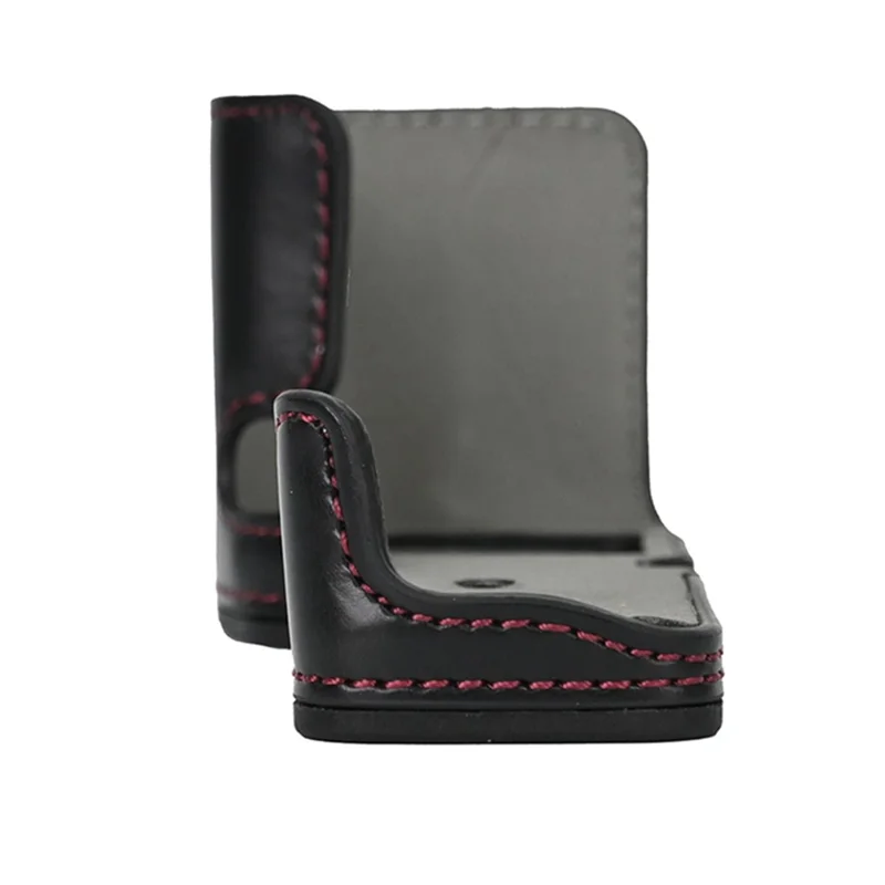 For Sony ZV-E10 Battery Opening Design PU Leather Camera Cover Half Body Bottom Case with Wrist Strap - Black