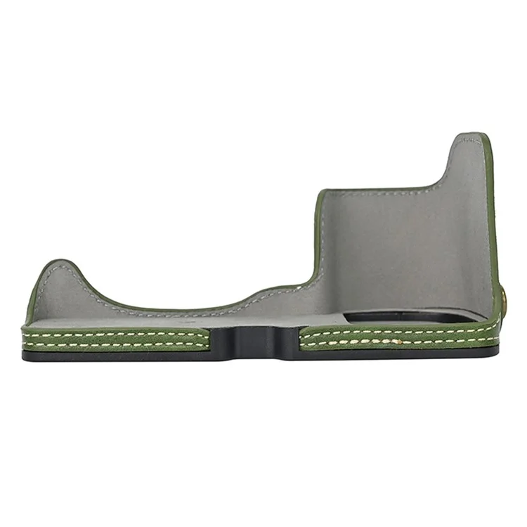 Camera Cover for Sony A6400 / A6300 / A6100 / A6000 Battery Opening Design PU Leather Half Body Bottom Case with Wrist Strap - Green