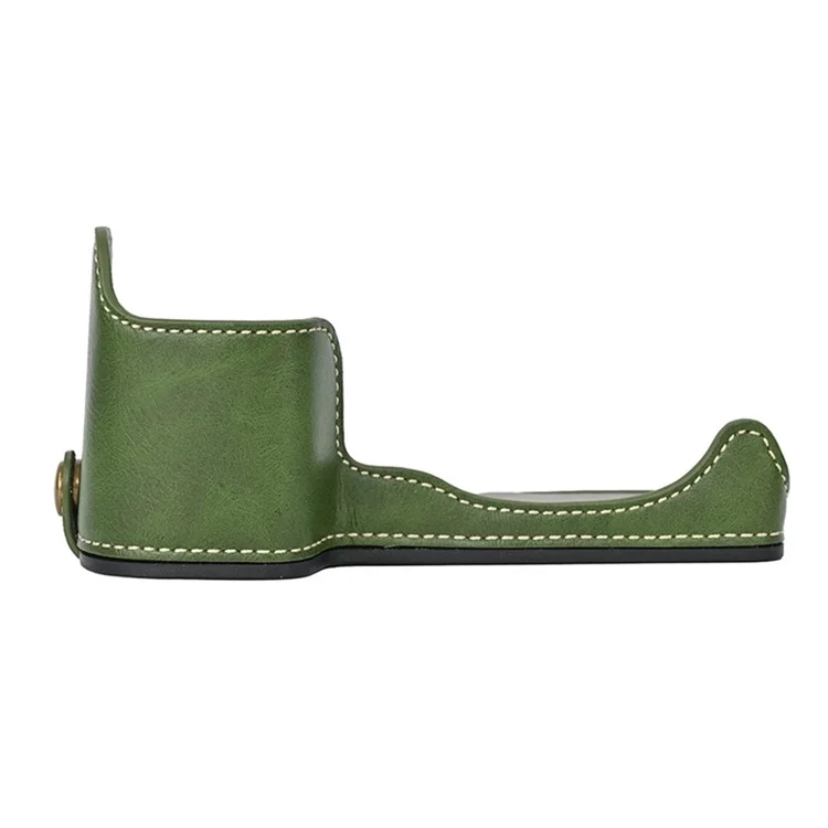Camera Cover for Sony A6400 / A6300 / A6100 / A6000 Battery Opening Design PU Leather Half Body Bottom Case with Wrist Strap - Green