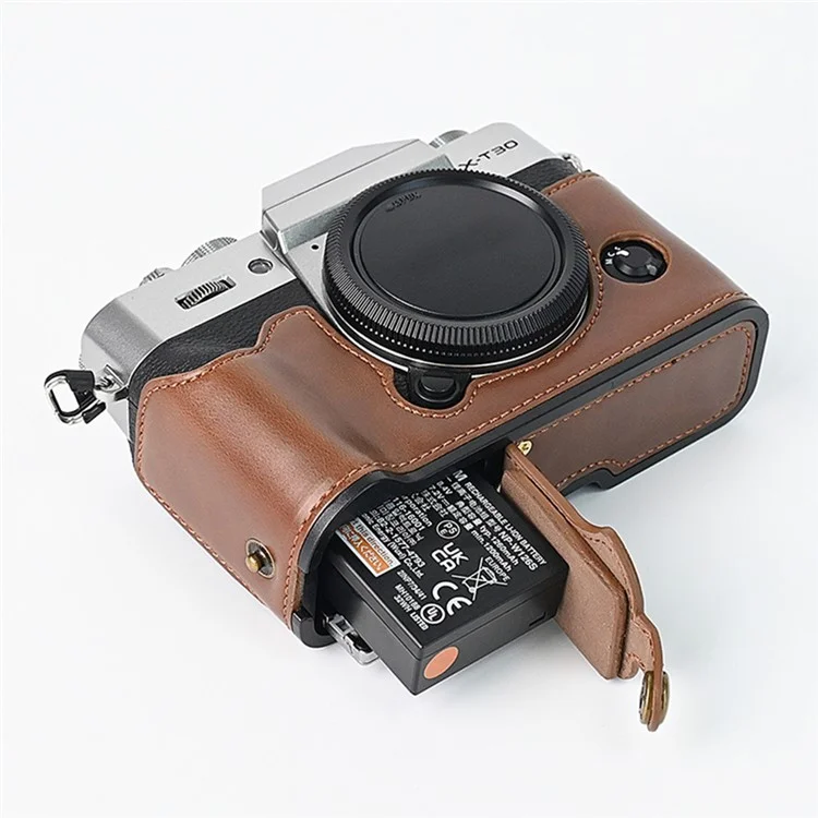 Per Fuji XT10 / XT20 / XT30 / XT30 II Custodia in Pelle per Fotocamera Cover Protettiva a Mezza Scocca con Tracolla - Caffè