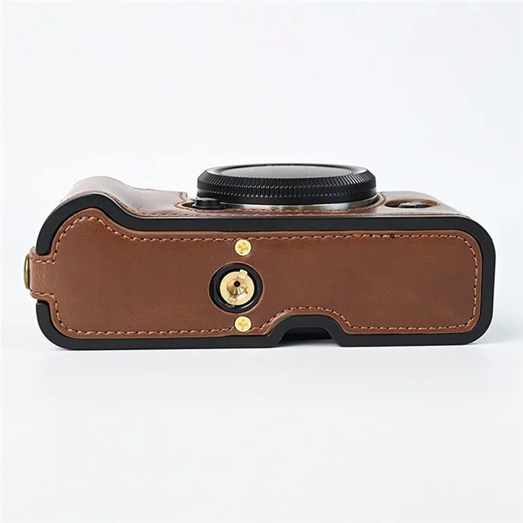 Per Fuji XT10 / XT20 / XT30 / XT30 II Custodia in Pelle per Fotocamera Cover Protettiva a Mezza Scocca con Tracolla - Caffè