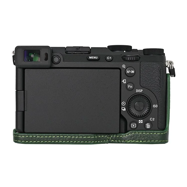 For Sony A7C II / A7CR Genuine Cow Leather Bottom Case Half Camera Cover with Battery Opening - Green