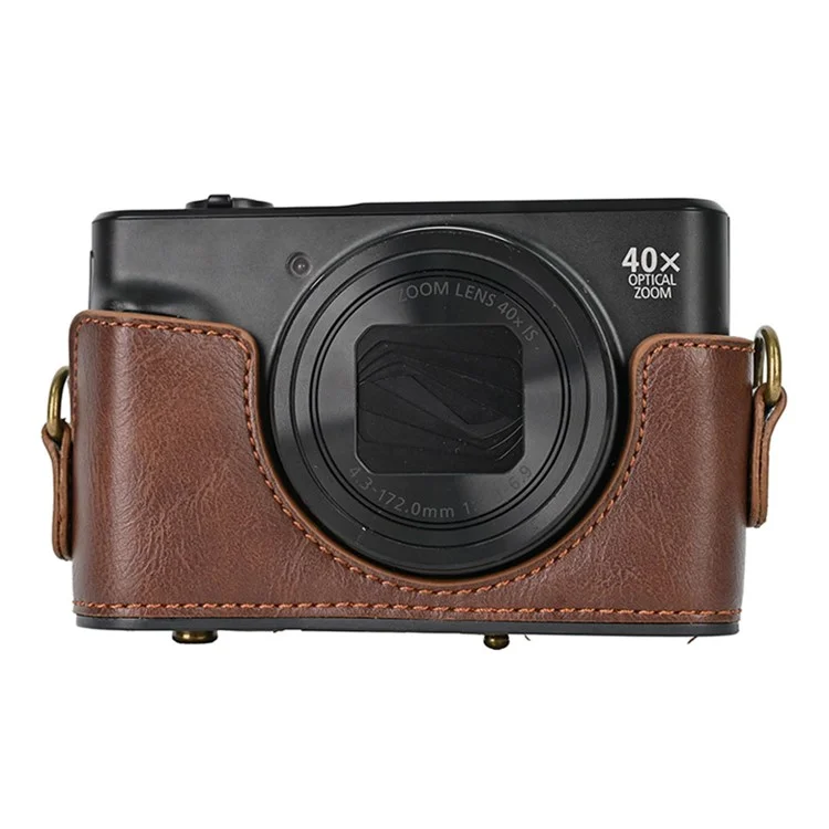 Bolsa de cámara para Canon SX740 HS / SX730 / SX720 Cubierta protectora de cámara digital de piel sintética con correa para el hombro - Café